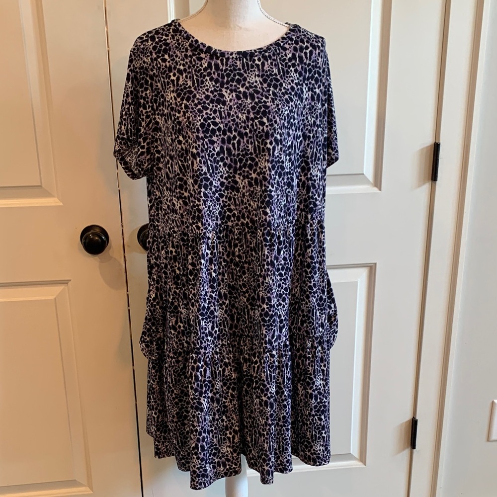 LuLaRoe Black Purple and White Dress